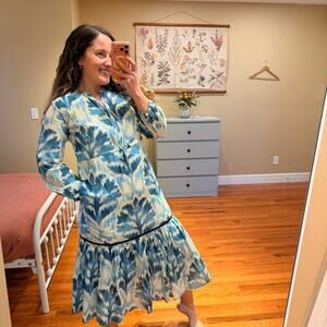 Tuckernuck Olivia James The Label Blue Cotton Long Sleeve Maxi Dress Small